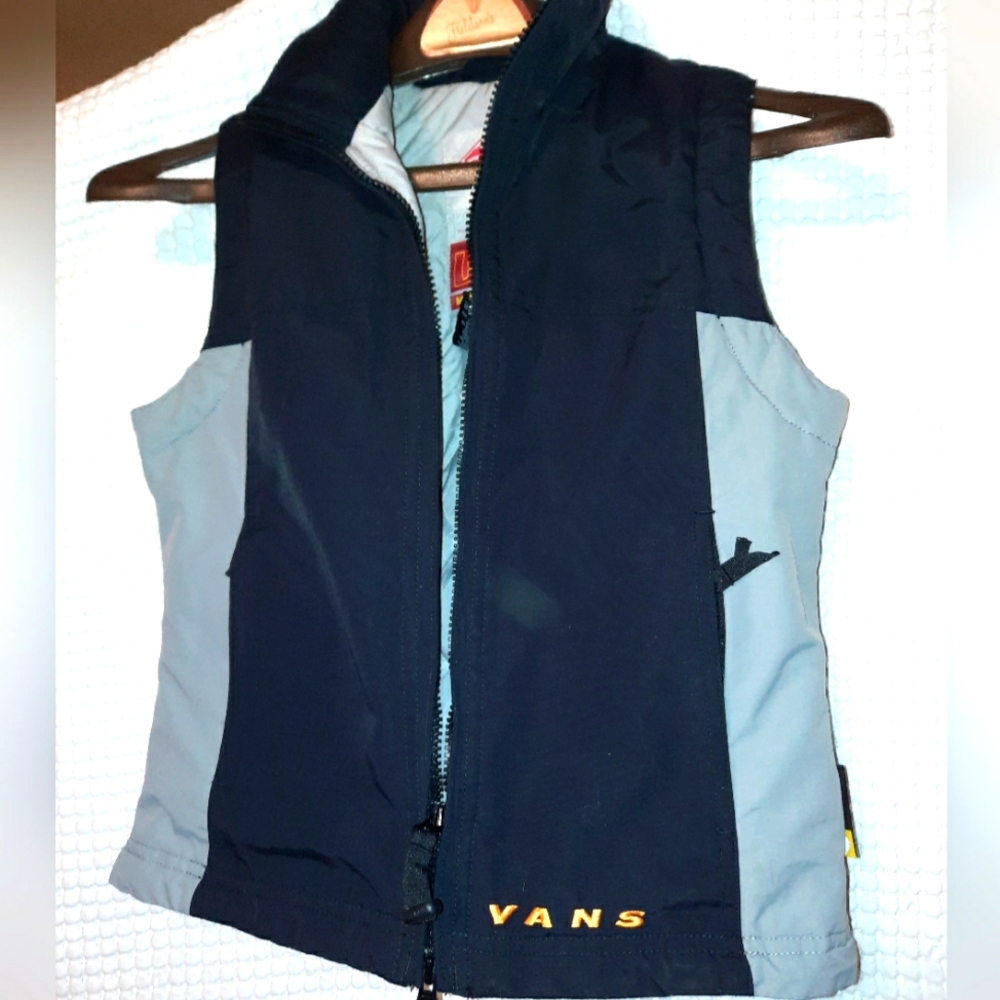 Vans Quilted Functional Snow Vest Zippered black & gray Size X SMALL